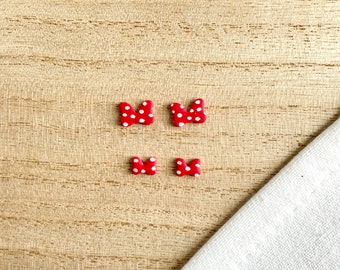 Magic Mouse Bow Studs, Polymer Clay Earrings