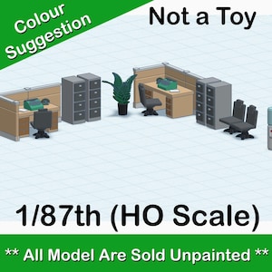 HO Scale Office Furniture for Model Train Layout