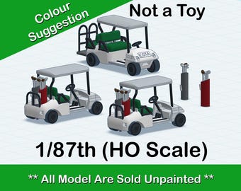 HO Scale Golf Carts and Bags for Model Train Layout