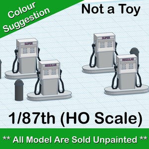 HO Scale Gas Pumps & Garbage Cans for Model Train Layout