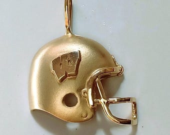 Washington Commanders/Wisconsin Badgers 10k Gold Football Helmet Pendant 3 Grams