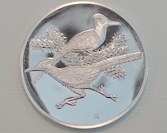 1971 Roadrunner 2oz Solid Sterling Silver Medal Franklin Mint Roberts Birds