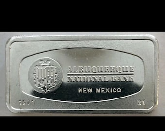 1971 Albuquerque National Bank Sterling Silver Bar 65 Grams