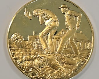 Lincoln County War New Mexico 24K Gold Plated Solid Sterling Silver 1977 Medal