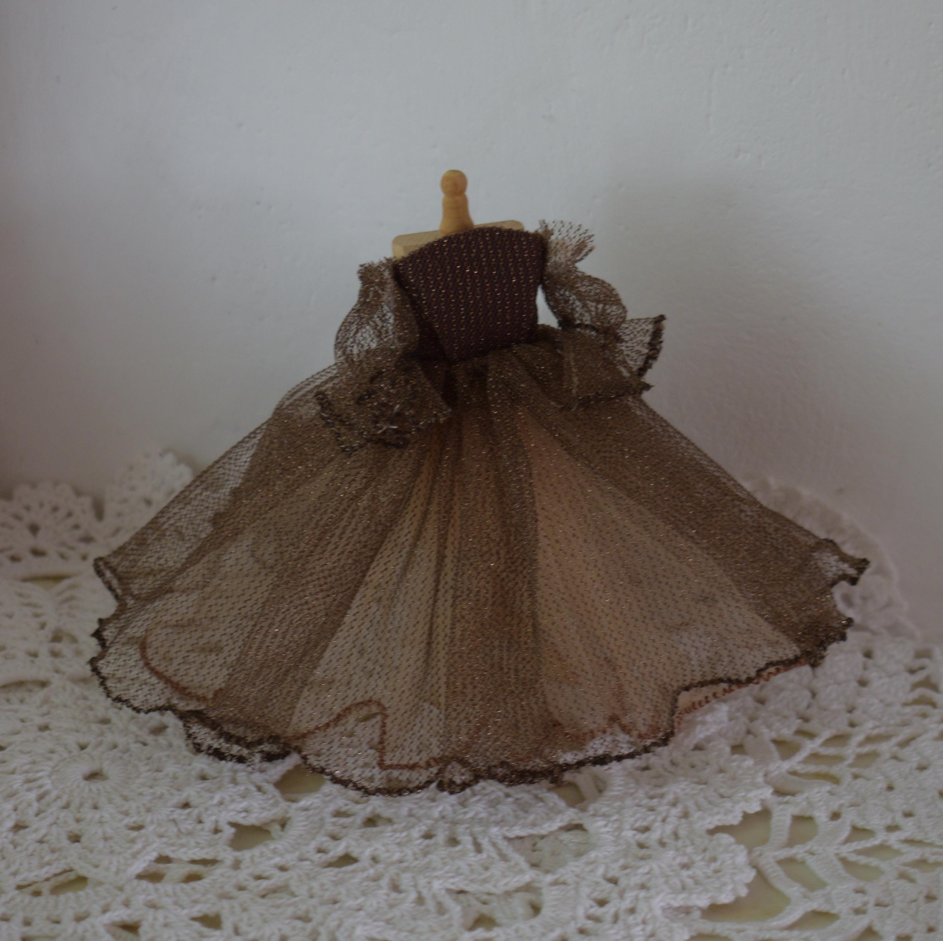 1 12th scale dress. Miniature dress Dollhouse 1:12 scale. Miniature gown doll clothes or display dress for roombox doll house vintage style