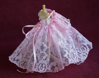Miniature Dollhouse Dress 1:12 Scale – Handmade lace Gown for Collectible Doll & Display 1/12th clothes