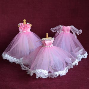 1/12th Miniature dress dollhouse. Miniature doll gown 1:12 scale. Beautiful clothes for doll or doll house.  Romantic Evening Dress Display