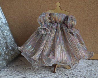 Miniature dress Dollhouse 1:12 scale. Doll gown miniature. Lurex doll dress, miniature clothes for doll or doll roombox display dress 1/12th