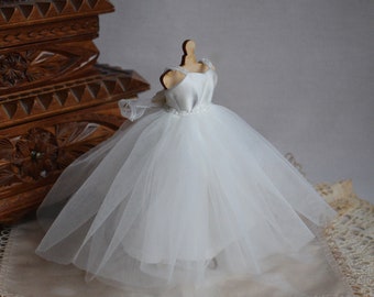 1/12th Miniature dollhouse dress. Handmade beautiful gown wedding dresss for doll house 1 12 scale