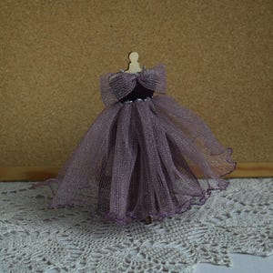 1/12 Dollhouse Miniature dress. Doll gown miniature 1:12 scale. Lurex  doll dress, clothes for miniatire dolls or display roombox doll house
