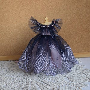 1/12th Miniature dollhouse dress. Doll gown 1:12 scale. Handmade doll clothes miniature