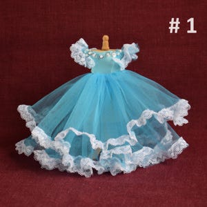 Miniature dress Dollhouse 1:12 scale. Doll clothes Miniature gown. Blue doll dress or ball gown for display doll house roombox 1/12th