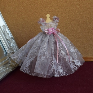 Miniature dress Dollhouse 1:12 scale. Miniature doll gown or display roombox dress. Handmade doll clothes miniature 1/12th dress shop