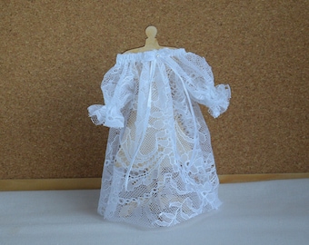 1/12th dollhouse Miniature doll lace Dress or Nightgowns or Chemise or Negligee or Night Gown. Handmade Dollhouse clothes 1:12 scale
