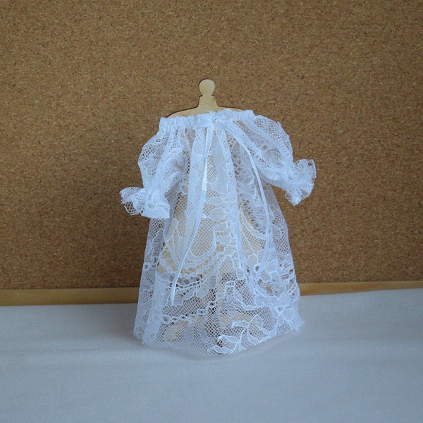 1/12th dollhouse Miniature doll lace Dress or Nightgowns or Chemise or Negligee or Night Gown. Handmade Dollhouse clothes 1:12 scale