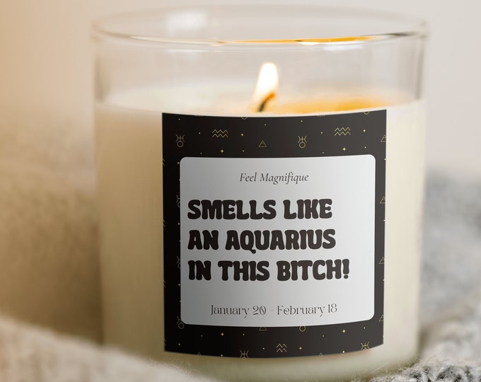 Funny Aquarius Candle, Aquarius Birthday Gift, Aquarius Star Sign Candle, BFF Gift, Zodiac Gift Candle, Soy Wax Candle, Custom Birthday Gift