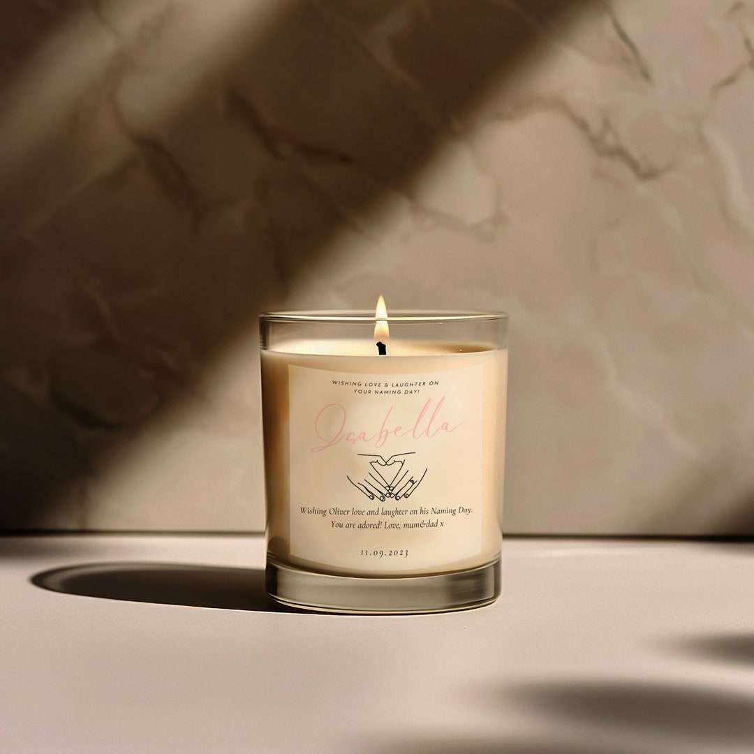 Naming Candle Naming Day Gift With Message Scented Candle Etsy