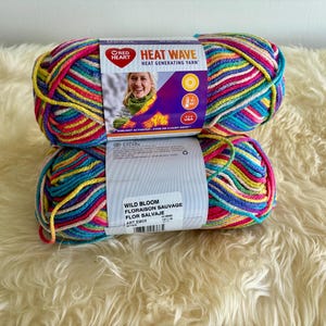 Red Heart Yarn, Heat Wave Yarn, Worsted Acrylic, Acrylic Bundle, Vibrant Colors, Sun Activated Fiber, 3.5 oz, 164 Yds Each