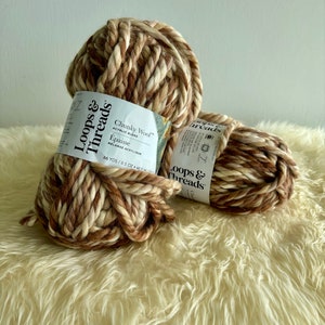 Loops & Threads Chunky Wool Yarn: Latte Multi, Jumbo - 2 Skeins