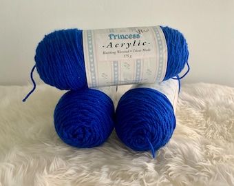 Vintage Princess Acrylic Worsted Yarn - Royal Blue, Bundle of 3