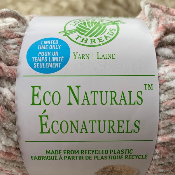 Loops & Threads Eco Naturals Yarn * Recycled Plastic * 200 yds * 5.29 oz * Limited time * Bulky * Various colours *