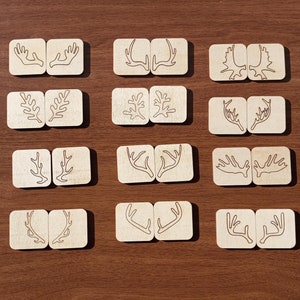 Juego de combinación de astas de madera, rompecabezas de memoria para preescolar, juguete educativo para el aprendizaje de la vida silvestre en el hogar para niños y adultos, tarjeta Montessori para niños pequeños