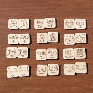 Holz Emoji Memory-Spiel, Emotionserkennung Puzzle für Kinder, Soziale Fähigkeiten & Gefühle Lernspielzeug, Montessori Lernspiel