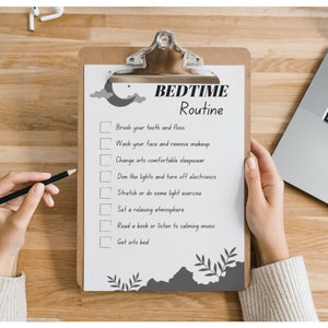Bedtime Routine Checklist, Children&#39;s Nighttime Schedule, Children&#39;s Task Organizer, Bedtime Routine Chart, Visual Bedtime Routine Plan