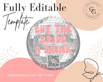 Buy the Bride A Drink Template Bachelorette Venmo Sticker QR Code ...