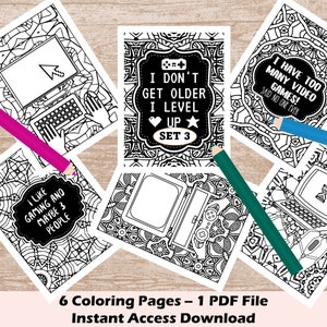Gaming Coloring Pages I Level up PC Gamer Printable PDF Boys Coloring