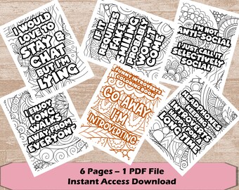 Funny Introvert Coloring Book for Adults PDF | Coloring Pages for Adult | Introverted Gift | Antisocial Gift | Go Away I'm Introverting 1