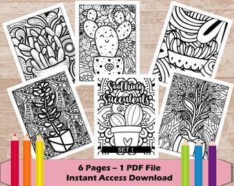 Soothing Succulents | Adult Coloring Book | Coloring Book for Adults | Houseplant Coloring Pages | Cactus Garden Coloring Book | Cacti Plant