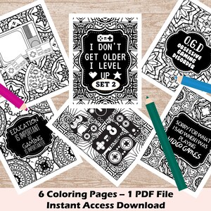 Gaming Coloring Pages |Boys Coloring Book | Video Game Coloring Sheets | Gift for Gamers |  Gamer Stuff | I Don&#39;t Get Older, I Level up 2