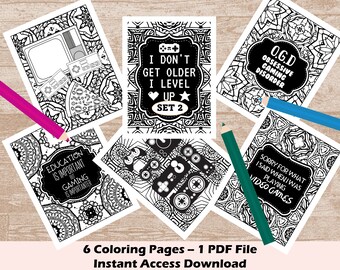 Gaming Coloring Pages |Boys Coloring Book | Video Game Coloring Sheets | Gift for Gamers |  Gamer Stuff | I Don't Get Older, I Level up 2