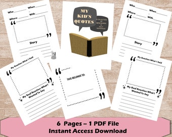 My Kid's Quotes: A Collection of Wise Words and Silly Sentences| Memory Book | Printable Journal | Childhood Memory Journal | Parent Gift