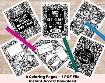 Gaming Coloring Pages |Boys Coloring Book | Video Game Coloring Sheets | Gift for Gamers |  Gamer Stuff| I Don't Get Older, I Level up 1