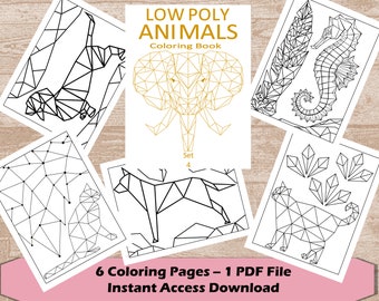 Low Poly Animals Coloring Set4 | Nature Coloring Book | Activities for Adult | Coloring Book Pages | Coloring For Adults | Animal Lover