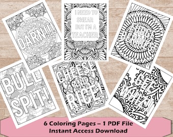 I Need to Swear, But I'm A Teacher 2 | Adult Coloring Sheets | Teacher Appreciation | Teacher Gift Ideas | Coloring Book Pages