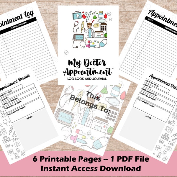 My Doctor Appointment Printable Log Book & Journal | Medical Schedule Tracker And Record Book, Appointment Log And Physician Notes Journal