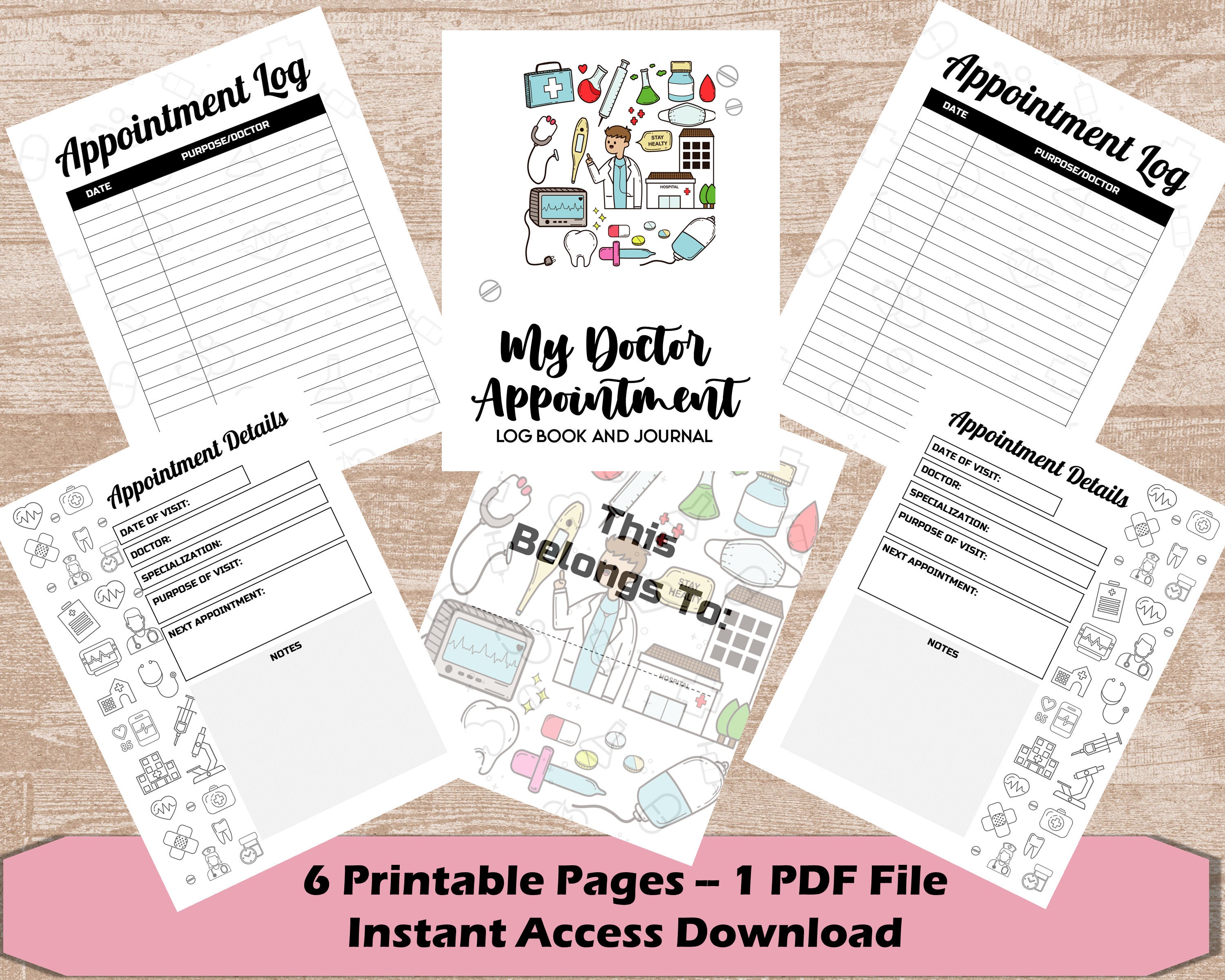 My Doctor Appointment Printable Log Book & Journal Medical Schedule