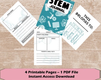 Stem Journal | Science Technology Engineering Math | STEM Printable | Gift for Science Teacher | STEM Teacher Gift | Stem Student Notebook