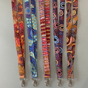 Indigenous print lanyard Fabric neck lanyard Handmade fabric lanyard key chain for keys or ID