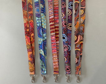 Indigenous print lanyard Fabric neck lanyard Handmade fabric lanyard key chain for keys or ID