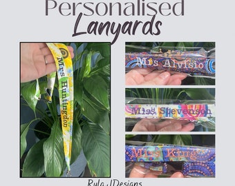 Personalised Fabric lanyard,  neck lanyard, nurses lanyard, teachers lanyard, key chain for keys or ID