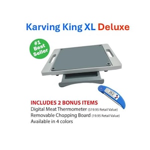 Karving King XL Deluxe: Meal Prep System with Removable Cutting Board & Digital Thermometer