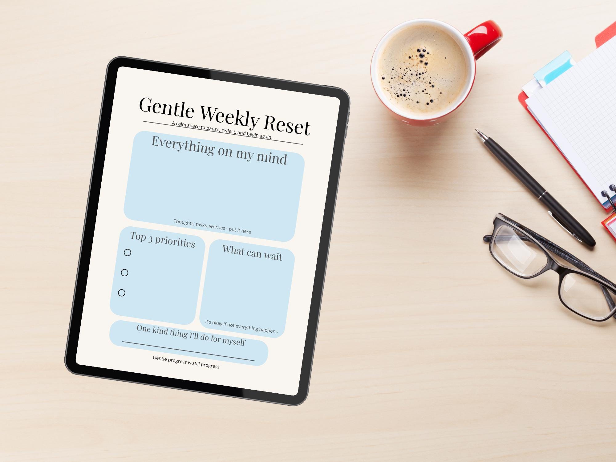 Gentle Weekly Reset Planner Printable | Calm Weekly Planning Sheet ...