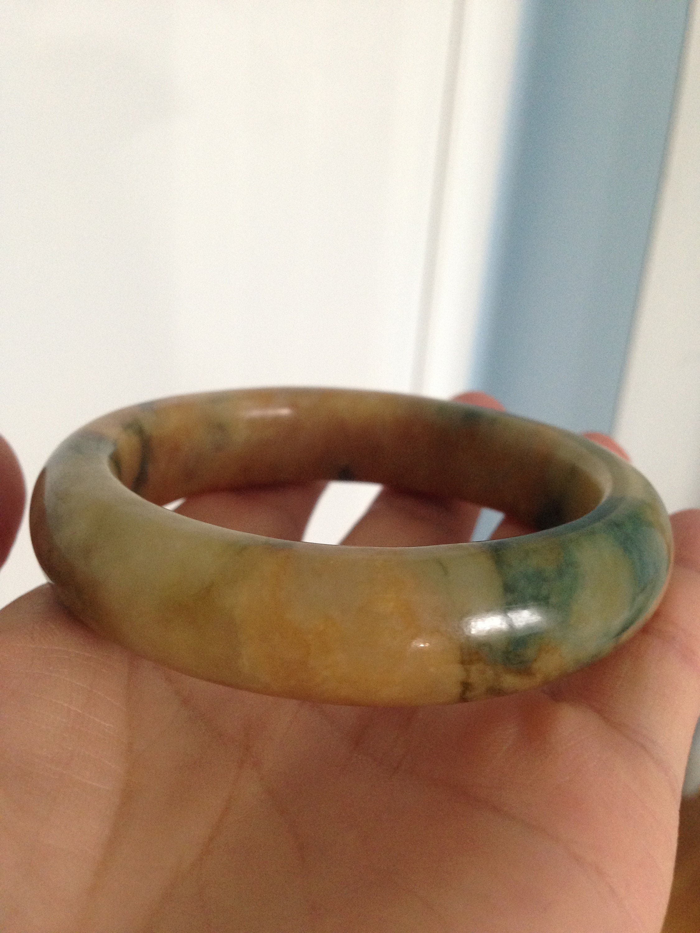 ▫️訳あり価格▫️美品Natural curve bangle 100% Nature Jade Bangle Bracelet 58.2mm - Etsy