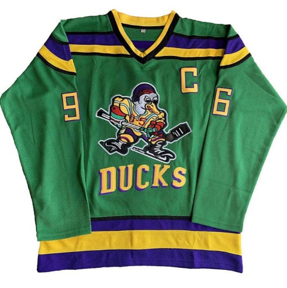 thumbnail image 2 of Mighty Ducks Movie Hockey Jersey - 90s Hip Hop Style With Stitched Letters & Numbers 2 of 3
