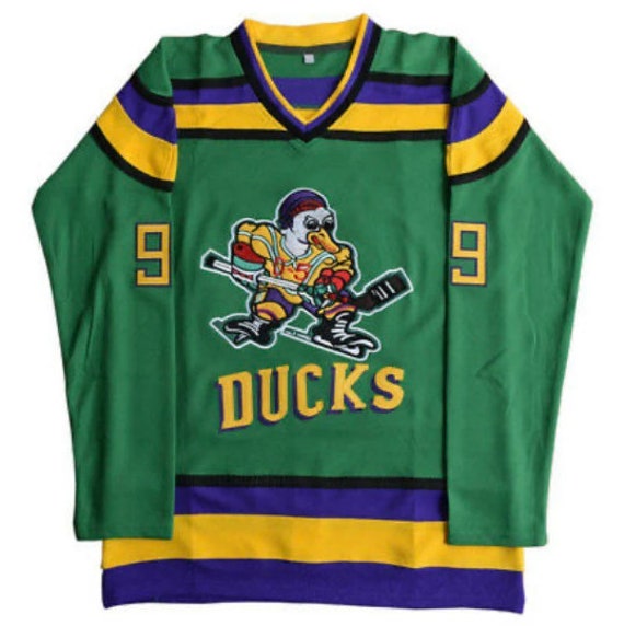 Retro Mighty Ducks Movie Jersey Adam Banks #99 Ice Hockey Jersey Green  Small