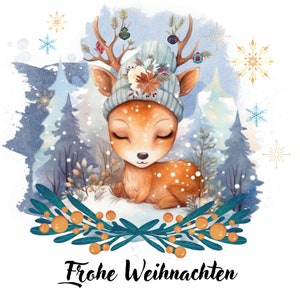 Imágenes Prediseñadas de ciervos de Navidad, renos, imágenes prediseñadas de animales navideños lindos para bebés, imágenes prediseñadas de invierno, imágenes prediseñadas de Año Nuevo, animales bebés. Descarga digital